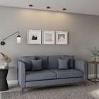 Sofá 3 Lugares Bento Base De Madeira Linho Cotton Cinza.