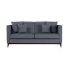 Sofá 3 Lugares Bento Base De Madeira Linho Cotton Cinza.