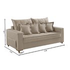 Sofá 3 Lugares Beny 200cm Com Almofadas E Pés De Madeira Bege