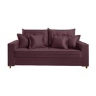 Sofá 3 Lugares Beny 200cm Com Almofadas E Pés De Madeira Bordô
