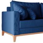 Sofá 3 Lugares Beny Base De Madeira Linho Cotton Azul Marinho
