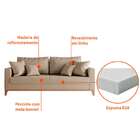 Sofá 3 Lugares Beny Base De Madeira Linho Cotton Bege