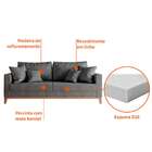 Sofá 3 Lugares Beny Base De Madeira Linho Cotton Grafite