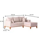 Sofá 3 Lugares Beny Com Chaise Direito Linho Cru