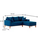 Sofá 3 Lugares Beny Com Chaise Direito Suede Azul Rr Decor