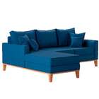 Sofá 3 Lugares Beny Com Chaise Esquerdo Linho Azul Marinho