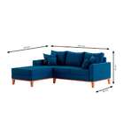 Sofá 3 Lugares Beny Com Chaise Esquerdo Linho Azul Marinho