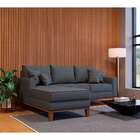 Sofá 3 Lugares Beny Com Chaise Esquerdo Linho Grafite