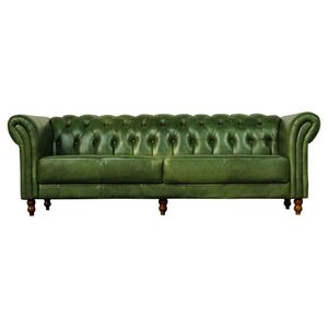 sofa 3 lugares bergamo 200cm couro verde gran belo