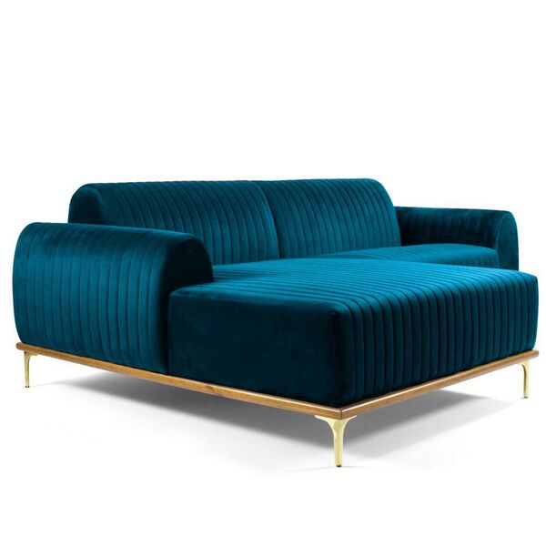 Sofá 3 Lugares Bipartido Com Chaise Lado Direito Base De Made