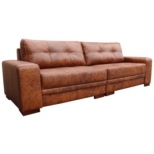 Sofá 3 Lugares Bipartido Sala De Estar 240cm Milano Couro Mel