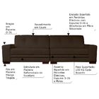 Sofá 3 Lugares Bipartido Sala De Estar Milano 240cm Couro Mar