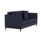 Sofá 3 Lugares Boaz Base De Madeira Linho Cotton Azul Marinho.