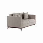 Sofá 3 Lugares Boaz Base De Madeira Linho Cotton Cru.