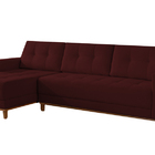 Sofá 3 Lugares Bordô Com Chaise Esquerdo Veludo Erge