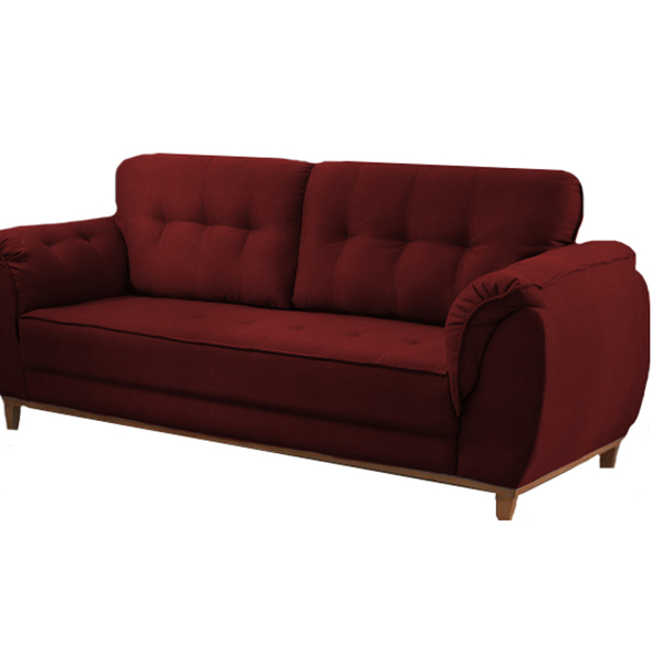 Sofá 3 Lugares Bordô Em Veludo 2,07m Boeri