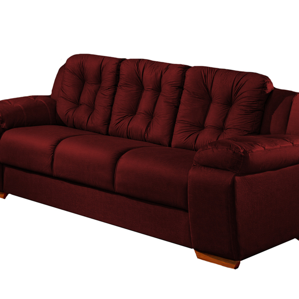 Sofá 3 Lugares Bordô Em Veludo 2,07m Zumthor