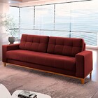 Sofá 3 Lugares Bordô Em Veludo 2,17m Lerner