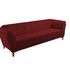 Sofá 3 Lugares Bordô Em Veludo 2,36m Hoppi