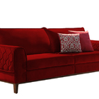 Sofá 3 Lugares Bordô Em Veludo 2,44m Apus