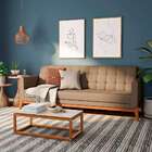 Sofá 3 Lugares Brooks Linho Marrom E Amêndoa 200 Cm