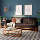 Sofá 3 Lugares Brooks Veludo Marrom Escuro E Amêndoa 200 Cm