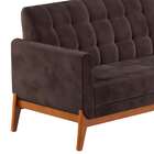 Sofá 3 Lugares Brooks Veludo Marrom Escuro E Amêndoa 200 Cm