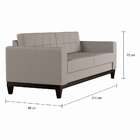 Sofá 3 Lugares Calmness Base De Madeira Linho Cotton Cru 210