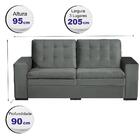 Sofá 3 Lugares Cama Inbox Florença  2,05m Tecido Suede Veluso