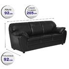 Sofá 3 Lugares Cama Inbox Riade 2,05m Tecido Courino Preto