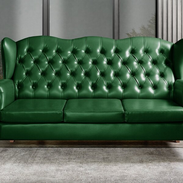Sofá 3 Lugares Capitonê Vintage Imperador Chesterfield Verde