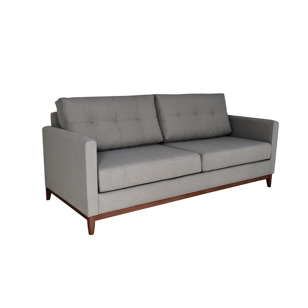 Sofá 3 Lugares Carlo Veludo Cinza E Imbua 180 Cm