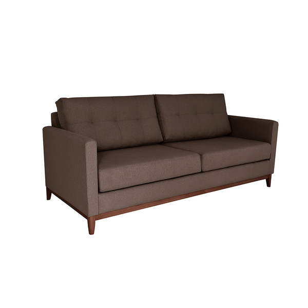 Sofá 3 Lugares Carlo Veludo Marrom E Imbua 220 Cm