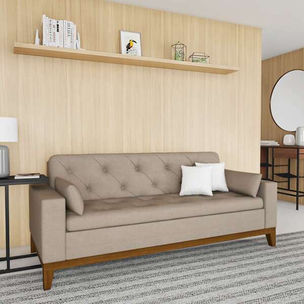 Sofá 3 Lugares Carson City Suede Bege