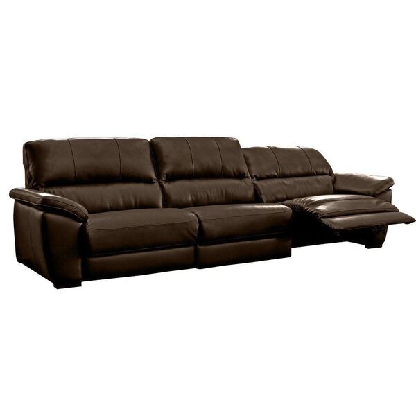 Sofá 3 Lugares Cayman Elétrico 356cm Couro Marrom - Mempra