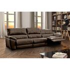 Sofá 3 Lugares Cayman Elétrico 356cm Couro Marrom - Mempra