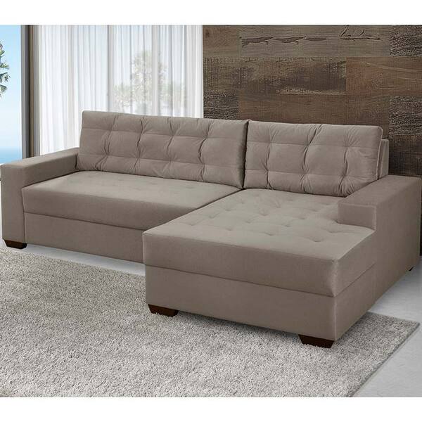 Sofá 3 Lugares Chaise Direito Larissa - Golden - Cacau