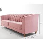 Sofá 3 Lugares Charlô Em Veluso Rosa E Encosto Em Cordão 2,3m
