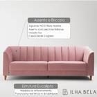 Sofá 3 Lugares Charlô Em Veluso Rosa E Encosto Em Cordão 2,3m