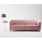 Sofá 3 Lugares Charlô Em Veluso Rosa E Encosto Em Cordão 2,3m