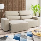 Sofá 3 Lugares Charm Reclinável E Retrátil Nude - Vian