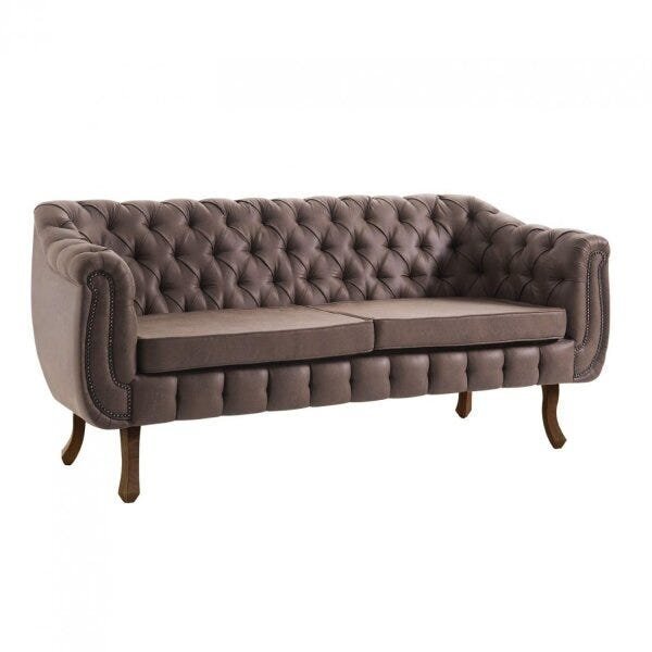 Sofá 3 Lugares Chesterfield Daf Mobiliário Marrom