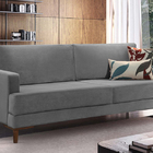 Sofá 3 Lugares Chumbo Em Veludo 2,03m Lírio