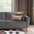 Sofá 3 Lugares Chumbo Em Veludo 2,14m Amarílis