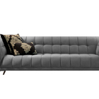 Sofá 3 Lugares Chumbo Em Veludo 2,27m Hortênsia