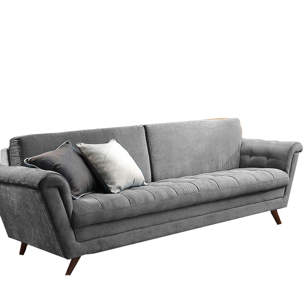 Sofá 3 Lugares Chumbo Em Veludo 2,31m Indus