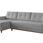 Sofá 3 Lugares Cinza Com Chaise Esquerdo Veludo Erge