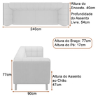 Sofá 3 Lugares Coin Living 240cm Linho Fendi - Sallar Home