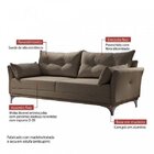 Sofá 3 Lugares Com 2 Almofadas M97 Espresso Móveis Suede Marr