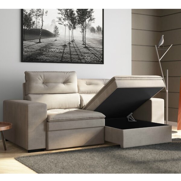 Sofá 3 Lugares Com Baú Cancun Besthouse